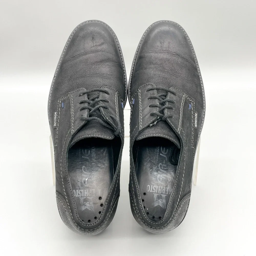 Mephisto Mens 8.5 Waino Oxford Black Leather Derby Shoes Casual Office Comfort